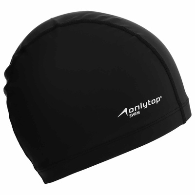 Шапочка для плавания взрослая ONLYTOP Swim, непромокаемая, тканевая, обхват 54-60 см, чёрная