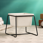 Горшок для цветов «Куб», 200 мл, 8.8×7.5×5.6 см, керамический, на чёрной металлической подставке, белый - Фото 2