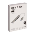 USB-разветвитель (HUB), 4 порта, кабель 10 см, серебристый - фото 9642542