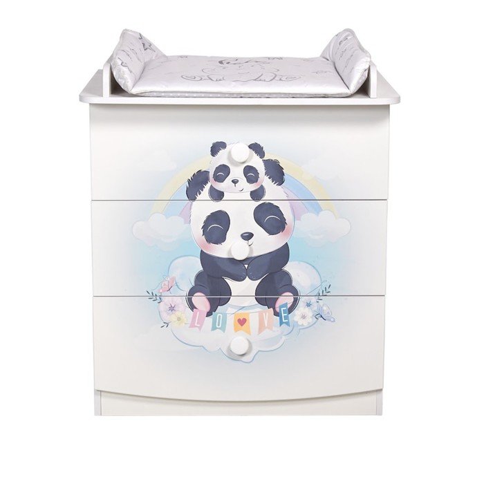 Комод Фея 1380 «Милые панды», с пеленальной рамой, цвет белый - Фото 1