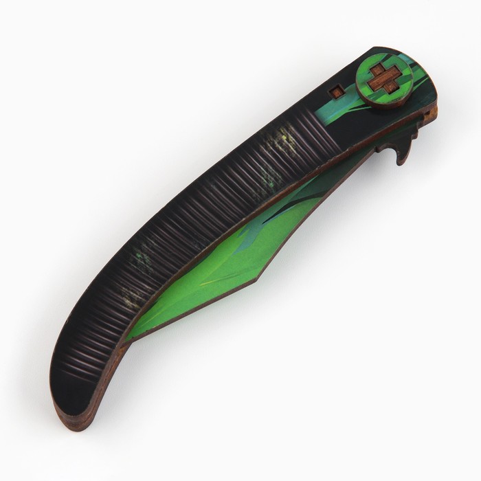 Сувенир деревянный нож наваха «Кристалл зеленый», 22 см - фото 1906687159