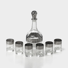 Набор стеклянный питьевой «Неро», 7 предметов: графин 500 мл, стопки 50 мл, цвет серебро - фото 20577082