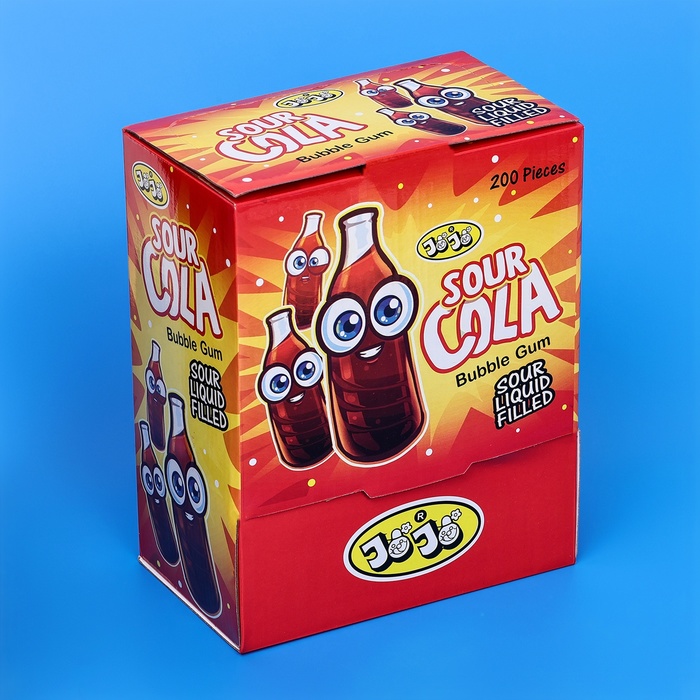 Жевательная резинка-бутылочки "Sour Cola" с жидким центром, дисплей бокс, 5 г