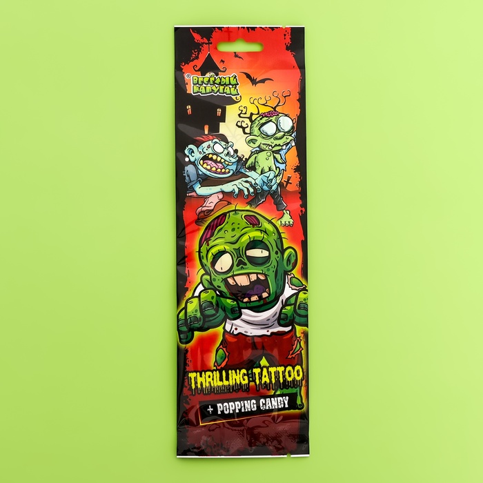 Карамель взрывающаяся "Веселый напугай Thrilling tattoo" с тату, 1 г - Фото 1