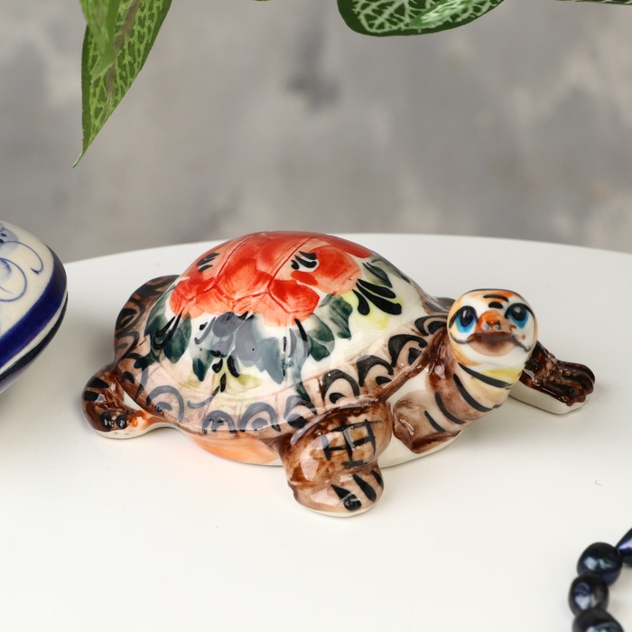 Сувенир «Черепаха Тина», гжель, цвет,4.5х10 см