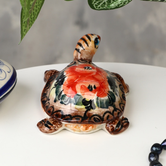 Сувенир «Черепаха Тина», гжель, цвет,4.5х10 см
