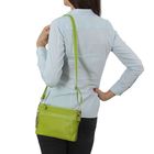 Клатч женский "Селеста", 2 отдела, 2 наружных кармана, с ручкой, длинный ремень, зелёный - Фото 2