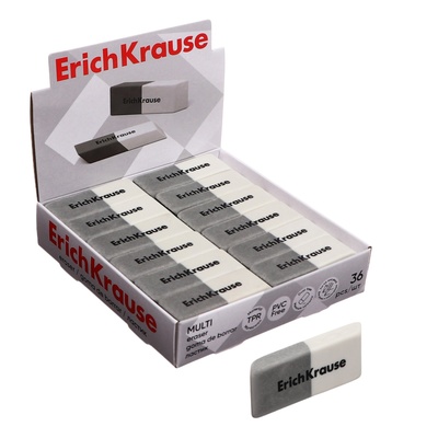 Ластик ErichKrause "Multi", 54 х 18 х 8 мм, синтетика, серо-белый