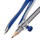Циркуль металлический ErichKrause "Classic", 125мм, с карандашом, пенал, синий - Фото 3