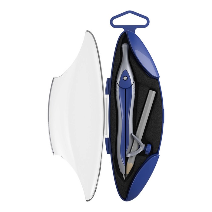 Циркуль металлический ErichKrause «Classic», 125 мм, с карандашом, пенал, синий - Фото 1