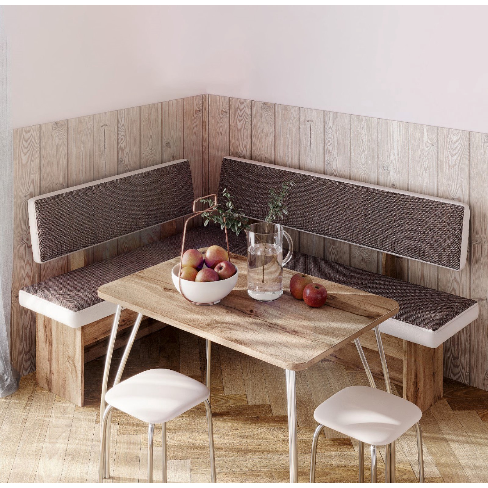 Кухонный уголок "Парма" 1700х1270х780, Дуб Вотан / рогожка коричневый ...