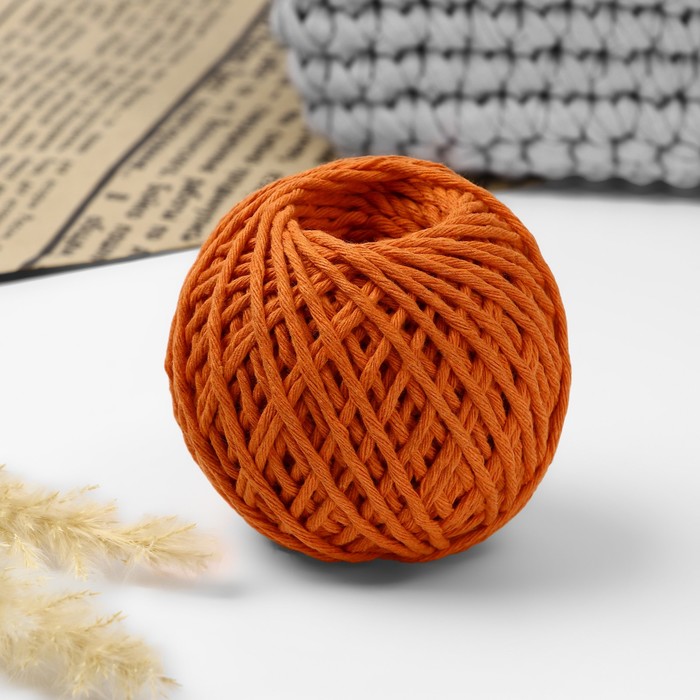 Шнур для плетения, хлопок, d = 3 мм, 50 м, цвет МИКС - Фото 1