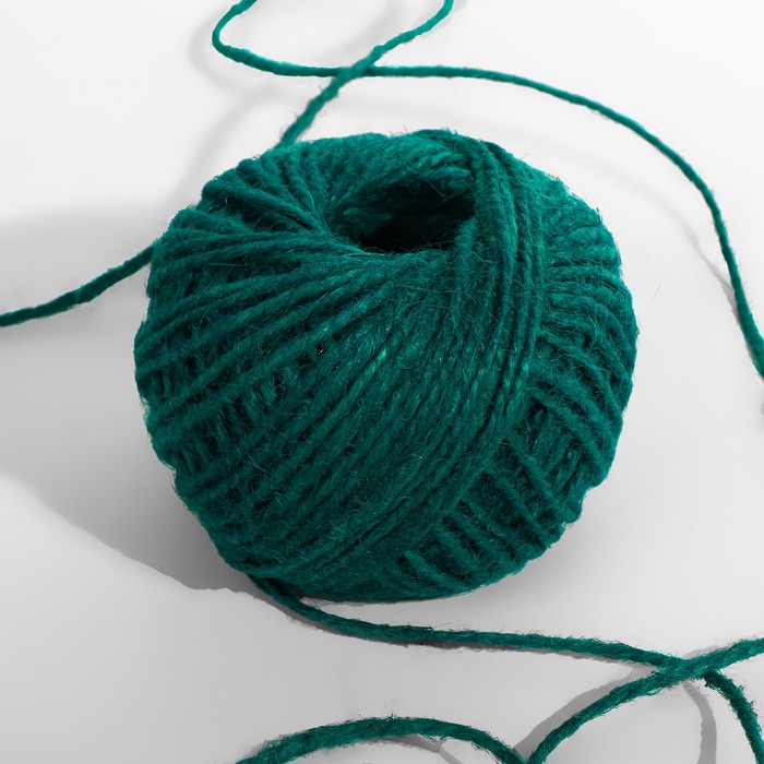 Шпагат для плетения, джут, d = 3 мм, 50 м, цвет зелёный