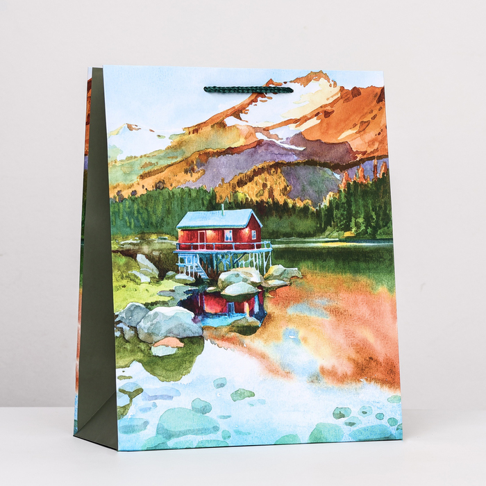 Пакет подарочный "Домик в горах" , 26 х 32 х 12 см - Фото 1