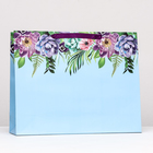 Пакет подарочный "Цветы" голубой, 50 х 40 х 15 см - фото 321428395