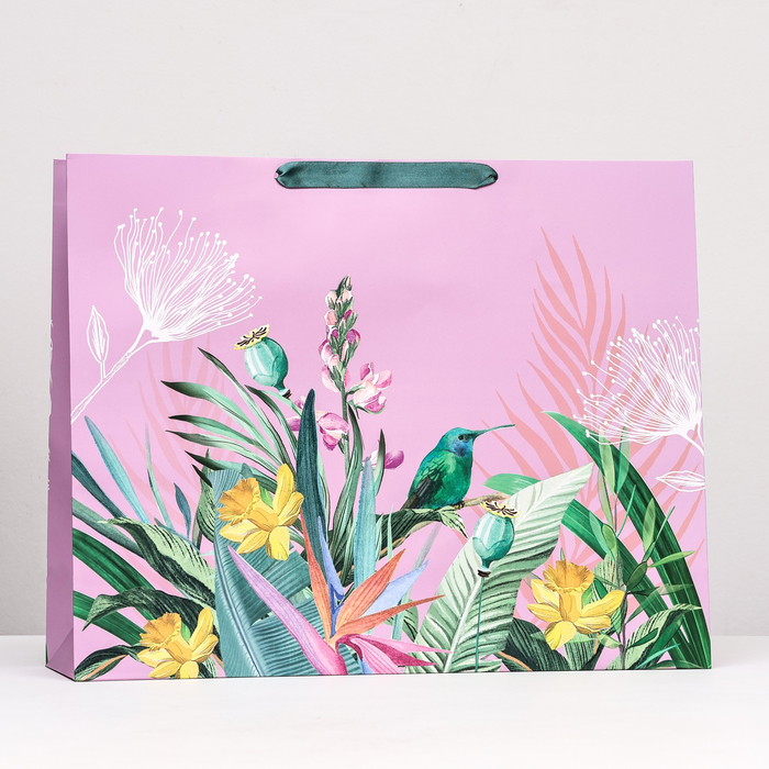 

Пакет подарочный "Цветы" розовый, 50 х 40 х 15 см