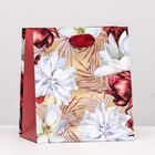 Пакет подарочный "Цветы" красно-белый, 15 х 17 х 10 см - фото 304835070