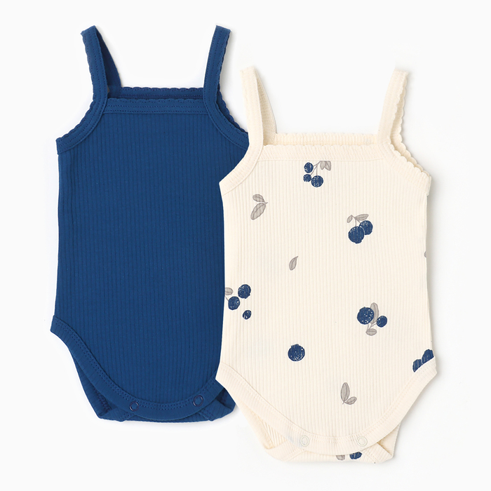 Комплект боди Крошка Я Blueberry 2 шт, рост 74-80, молочный - Фото 1