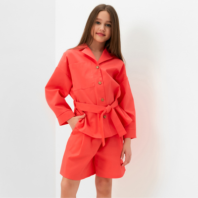 Костюм для девочки (Рубашка и шорты) MINAKU, красный, рост 158 см