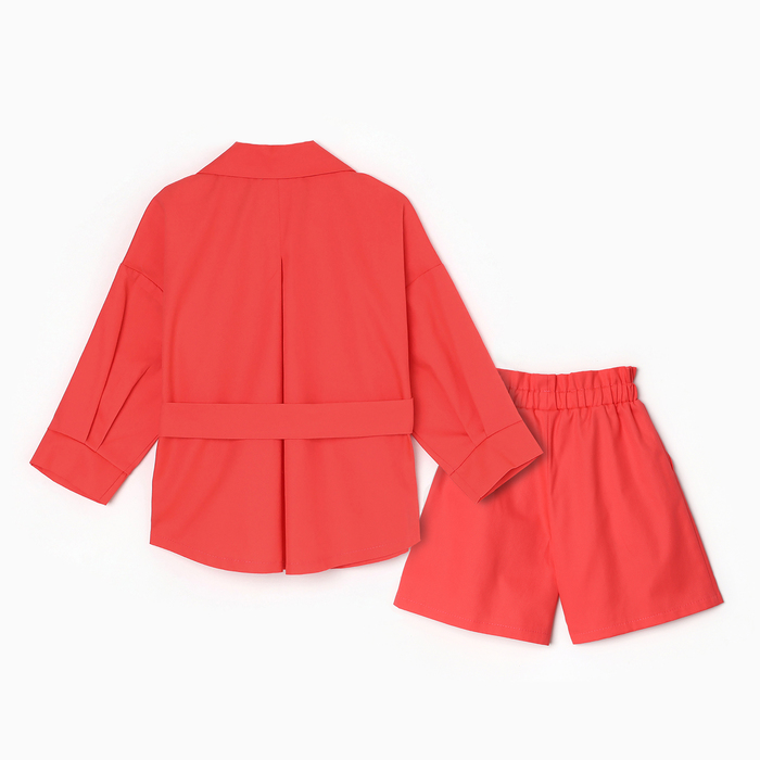 Костюм для девочки (Рубашка и шорты) MINAKU, цвет красный, рост 164 см