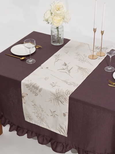 Дорожка на стол «Этель» Flower herbarium, 40×146 см, 100% хлопок, репс 210 г/м², бежевая