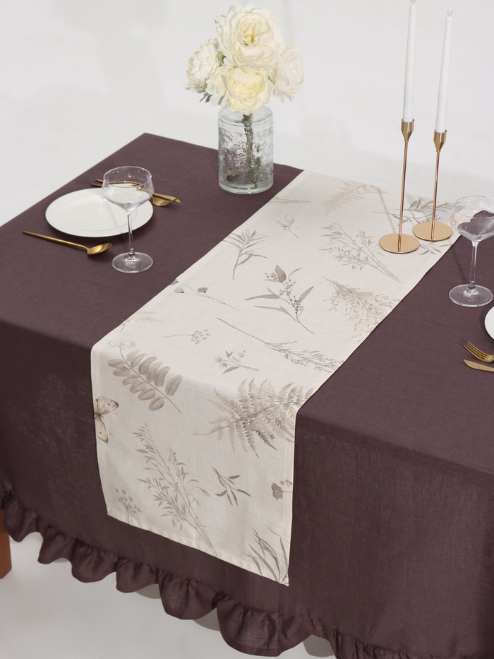 Дорожка на стол «Этель» Flower herbarium, 40×146 см, 100% хлопок, репс 210 г/м², бежевая