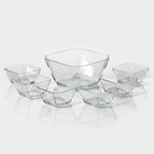 Салатники «Карен», набор 7 шт.: салатники 300 мл, d=10.6 см (6 шт.), салатник 1.9 л, d=19.6 см (1 шт.), стекло - Фото 1