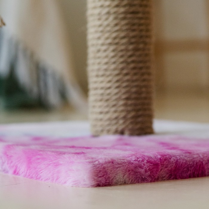 Столбик-когтеточка с лежаком, 35 х 35 х 50 см, розово-белая