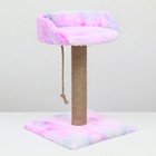 Столбик-когтеточка с лежаком, 35 х 35 х 50 см, розово-белая - фото 9643474
