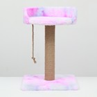 Столбик-когтеточка с лежаком, 35 х 35 х 50 см, розово-белая - фото 9643475