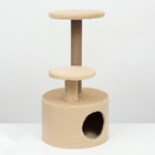 Комплекс для кошек с когтеточкой, с круглым домом, 2 полками, 42 х 42 х 90 см, бежевый - фото 321480147