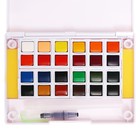 Краски акварельные, + 1 кисть, в пластиковой коробке, 24 цвета - Фото 6