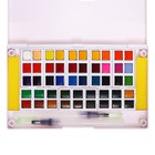 Краски акварельные, + 2 штуки кисти, в пластиковой коробке, 48 цветов - Фото 5