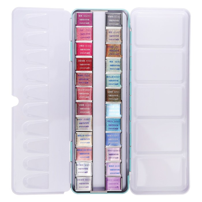Краски акварельные перламутровые 24 цвета металлической коробке  CG2019-24