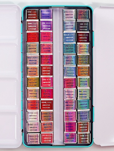 Краски акварельные, перламутровые, в металлической коробке, 48 цветов