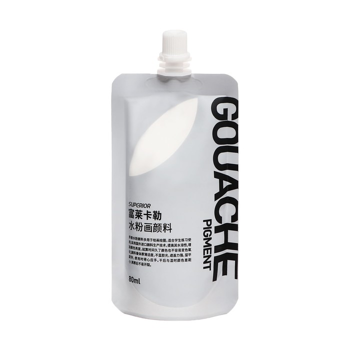 Гуашь художественная, 80 мл, в дой-паке с крышкой, белая - Фото 1