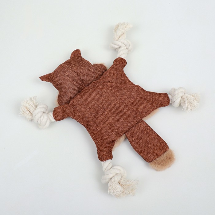 Игрушка текстильная с канатом "Бобр" с пищалкой, шуршащая, 26 х 28 см