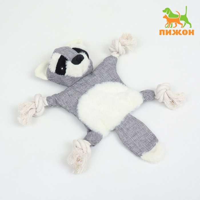 Игрушка текстильная с канатом «Енот» с пищалкой, шуршащая, 26×28 см - Фото 1