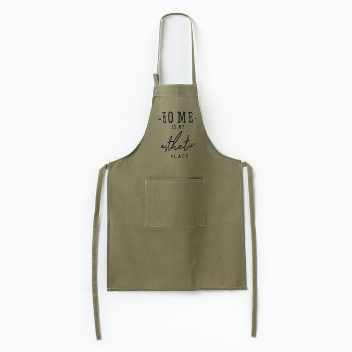 Фартук кухонный «Этель» HOME, 60×75 см, 50% хлопок, 50% лен, зелёный - Фото 1