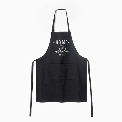 Фартук кухонный «Этель» HOME, 60×75 см, 50% хлопок, 50% лен, чёрный