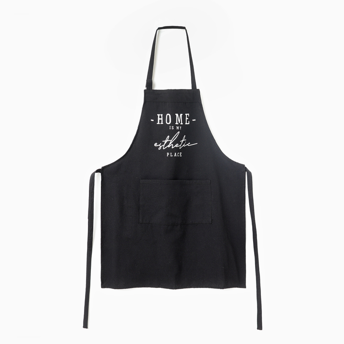 Фартук кухонный «Этель» HOME, 60×75 см, 50% хлопок, 50% лен, чёрный - Фото 1
