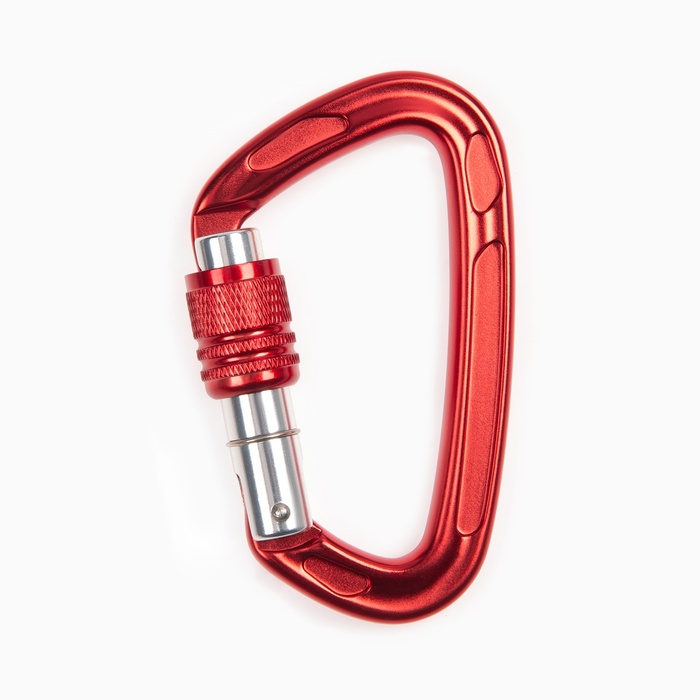 Карабин с муфтой «Мастер К», 10×6 см, 24 KN, красный - Фото 1