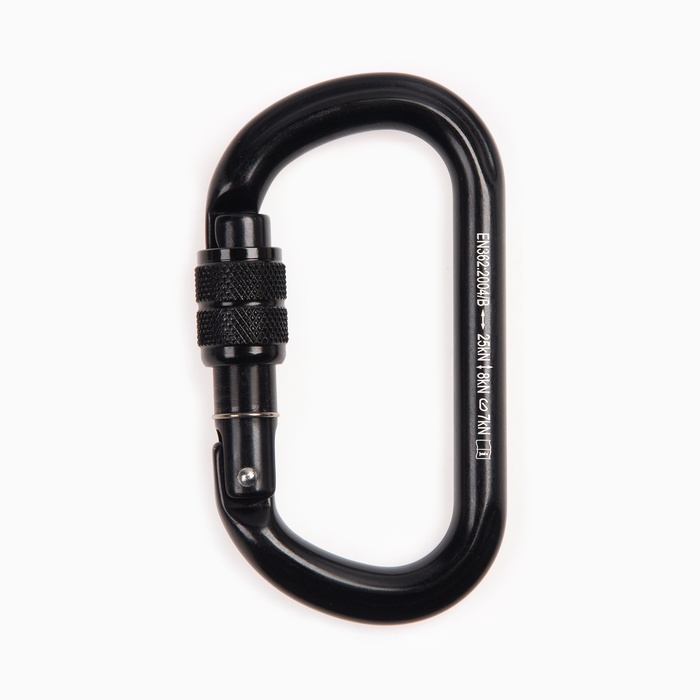 Карабин с муфтой «Мастер К», 11×6 см, 25 KN, чёрный - Фото 1