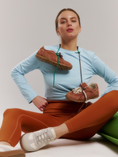 Легинсы спортивные женские MINAKU: SPORTLY, коричневые, размер 44 (M)
