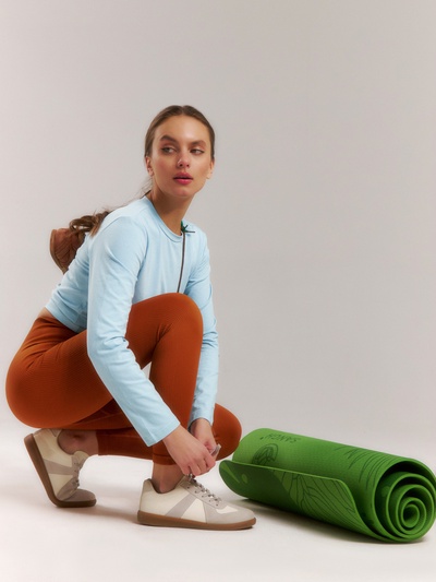 Легинсы спортивные женские MINAKU: SPORTLY, коричневые, размер 46 (L)