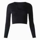 Топ с длинным рукавом MINAKU: SPORTLY; цвет чёрный р-р M - фото 25306528