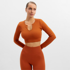 Топ с длинным рукавом MINAKU: SPORTLY; цвет коричневый р-р S - фото 24714785