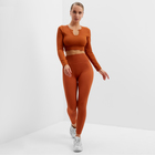 Топ с длинным рукавом MINAKU: SPORTLY; цвет коричневый р-р S - фото 24714789