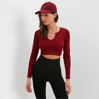 Топ с длинным рукавом MINAKU: SPORTLY; цвет бордо р-р M - фото 24296867