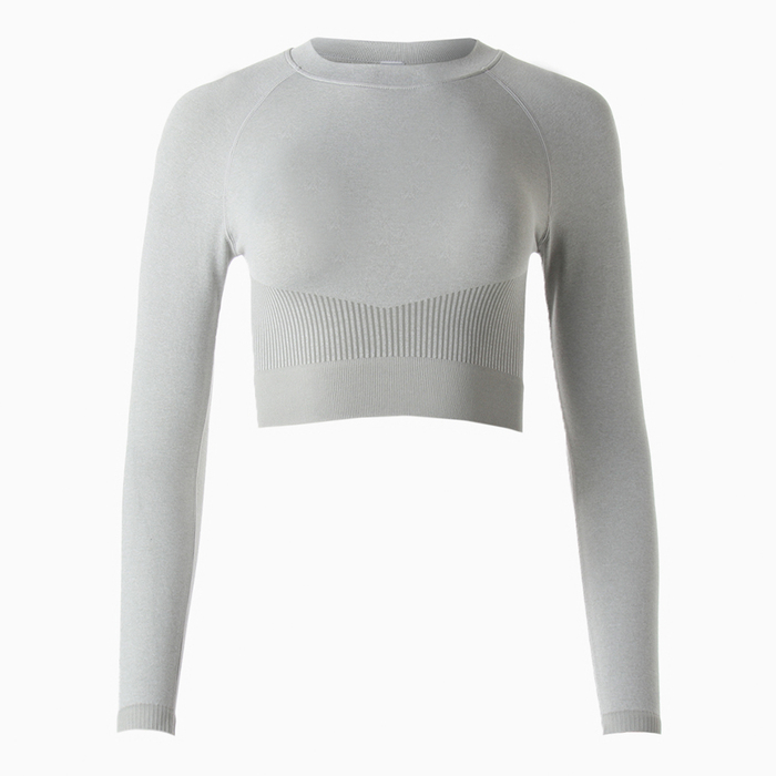 Топ с длинным рукавом MINAKU: SPORTLY; цвет серый р-р L